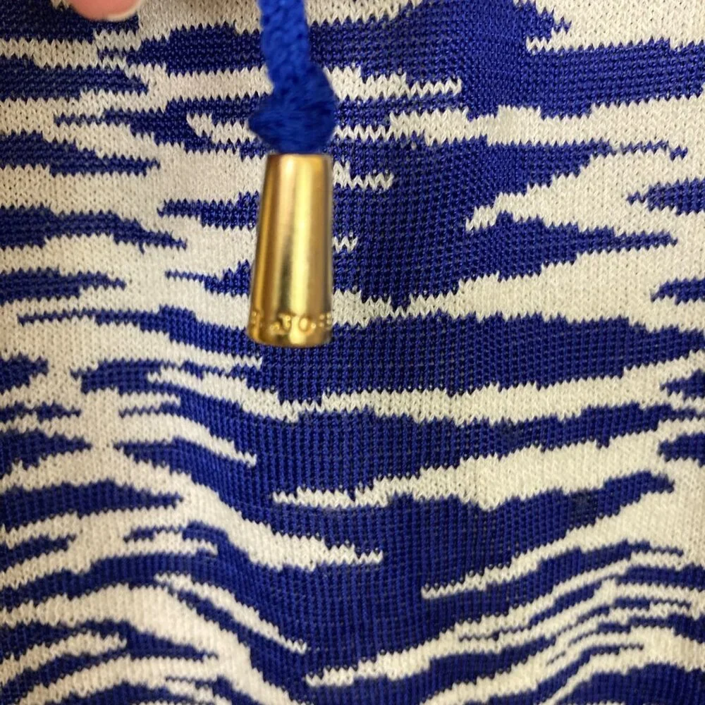 St. John Cardigan Womens Blue White Santana Knit Sweater Small Wool Blend - Picture 7 of 10